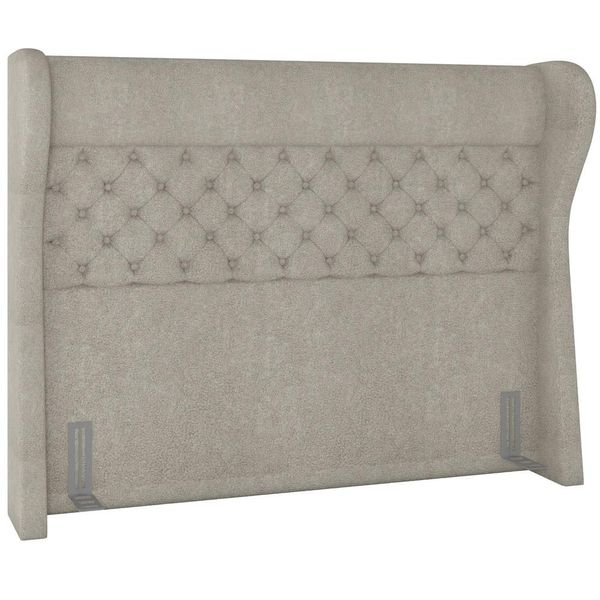 Cabeceira Cama Box Casal 140 cm P05 Madrid Bouclê Creme - Lyam Decor Cabeceira Cama Box Casal 140 cm P05 Madrid Bouclê Creme - Lyam Decor