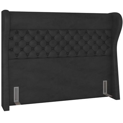 Cabeceira Cama Box King 195 cm P05 Madrid Couríssimo Preto - Lyam Decor