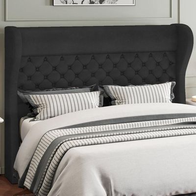 Cabeceira Cama Box King 195 cm P05 Madrid Couríssimo Preto - Lyam Decor