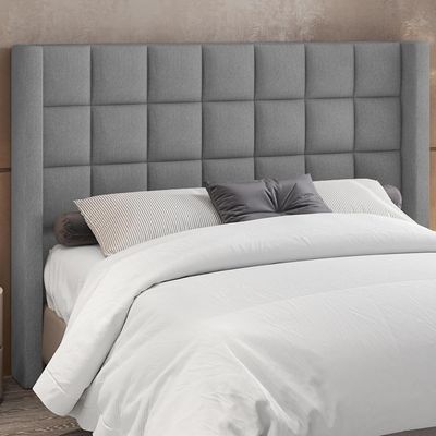 Cabeceira Cama Box King 195 cm P05 Paris Linho Cinza Escuro - Lyam Decor