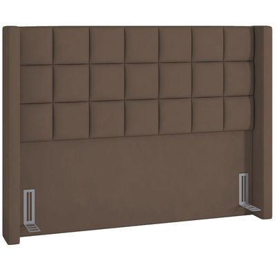 Cabeceira Cama Box King 195 cm P05 Paris Veludo Marrom - Lyam Decor