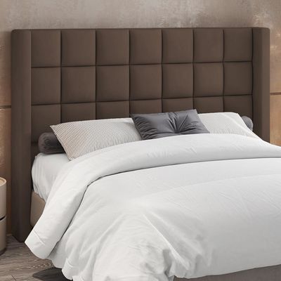 Cabeceira Cama Box King 195 cm P05 Paris Veludo Marrom - Lyam Decor