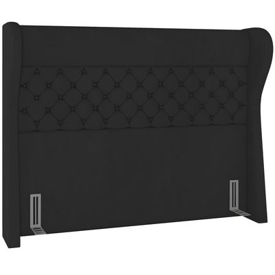Cabeceira Cama Box Queen 160 cm P05 Madrid Veludo Preto - Lyam Decor