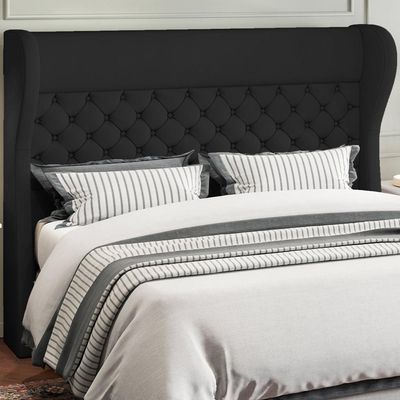 Cabeceira Cama Box Queen 160 cm P05 Madrid Veludo Preto - Lyam Decor
