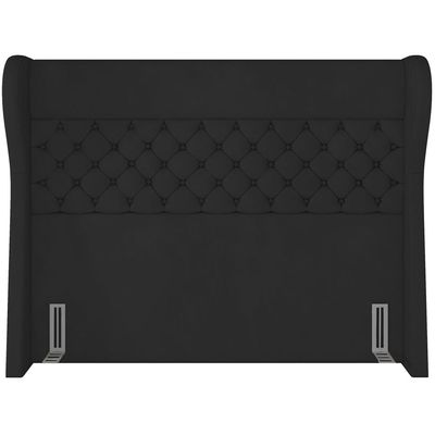 Cabeceira Cama Box Queen 160 cm P05 Madrid Veludo Preto - Lyam Decor