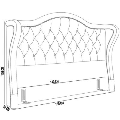 Cabeceira Cama Box Casal 140 cm P05 Lisboa Bouclê Preto - Lyam Decor