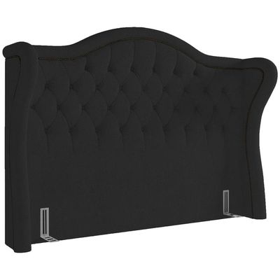Cabeceira Cama Box Casal 195 cm P05 Lisboa Bouclê Preto - Lyam Decor