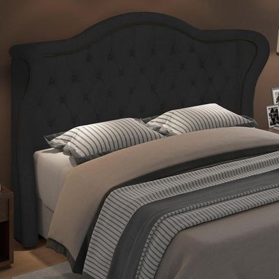 Cabeceira Cama Box Casal 195 cm P05 Lisboa Bouclê Preto - Lyam Decor