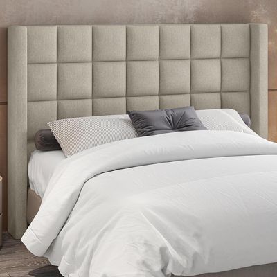 Cabeceira Cama Box King 195 cm P05 Paris Linho Bege Escuro - Lyam Decor