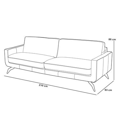 Sofá 3 Lugares Para Sala de Estar Living Industrial 210cm Trento L06 Couro Off White - Lyam Decor