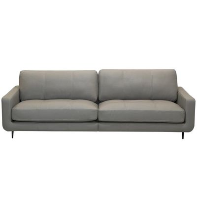 Sofá 3 Lugares Para Sala Living Industrial 240cm Ávila L06 Couro Cinza Claro - Lyam Decor