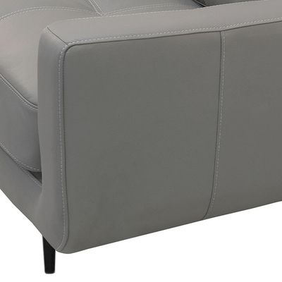 Sofá 3 Lugares Para Sala Living Industrial 240cm Ávila L06 Couro Cinza Claro - Lyam Decor