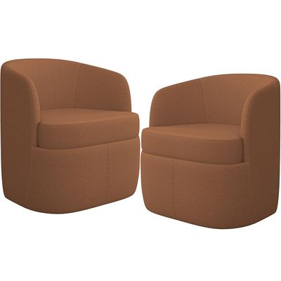 KIT 02 Poltronas Decorativa Giratória Para Sala de Estar Siena K01 Bouclê Mostarda - Lyam Decor