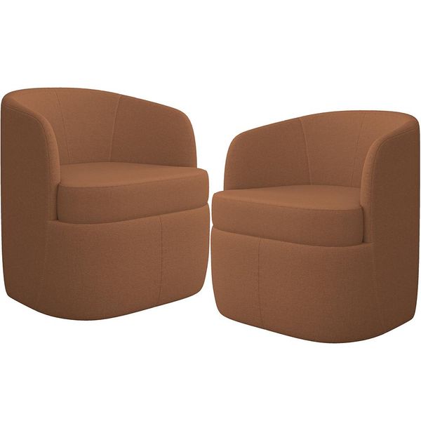 KIT 02 Poltronas Decorativa Giratória Para Sala de Estar Siena K01 Bouclê Mostarda - Lyam Decor