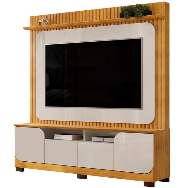 Estante Home Theater Ripado Para TV 65 Pol Blog D05 Cedro Bali - Lyam Decor