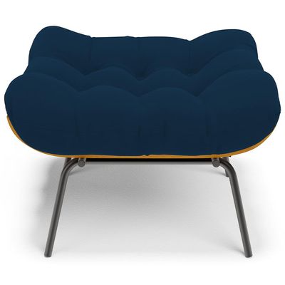 Poltrona Costela L02 com Puff Sala de Estar Suede Azul Marinho - Lyam Decor