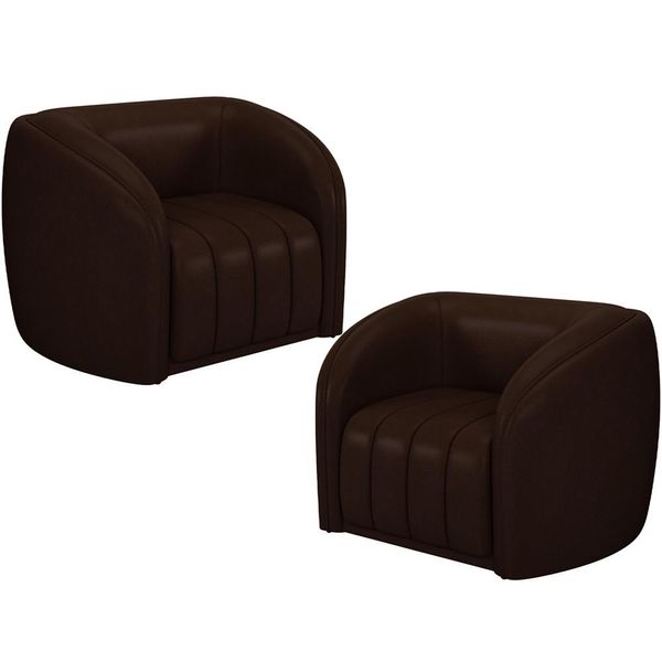 Kit 2 Poltronas Decorativa Para Sala Lazio M03 Corano Marrom - Lyam Decor