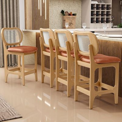 Banqueta Baixa Bar Cozinha Sala de Jantar Betta L02 Mel Tela Couríssimo Camel - Lyam Decor