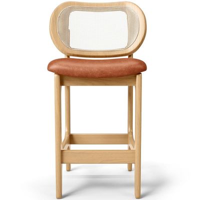 Banqueta Baixa Bar Cozinha Sala de Jantar Betta L02 Mel Tela Couríssimo Camel - Lyam Decor