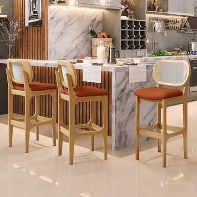 Banqueta Alta Para Cozinha Bancada Sala Tela Betta Fixa L02 Tecido Terracota - Lyam