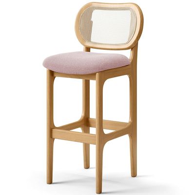 Kit 02 Banquetas Altas Para Cozinha Bancada Sala Tela Betta Fixa L02 Bouclê Rosê - Lyam