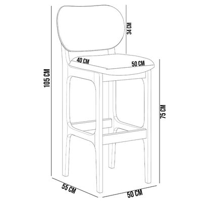 Banqueta Alta Para Cozinha Bancada Sala Tela Betta Fixa L02 Suede Azul Marinho - Lyam