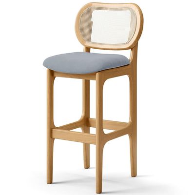 Banqueta Alta Para Cozinha Bancada Sala Tela Betta Fixa L02 Suede Cinza - Lyam
