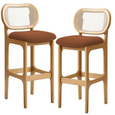 Kit 02 Banquetas Altas Para Cozinha Bancada Sala Tela Betta Fixa L02 Bouclê Terracota - Lyam