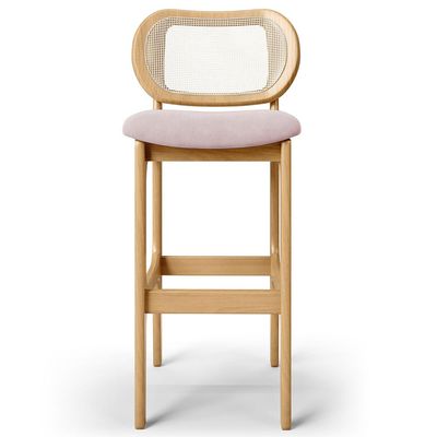 Kit 02 Banquetas Altas Para Cozinha Bancada Sala Tela Betta Fixa L02 Suede Rosê - Lyam