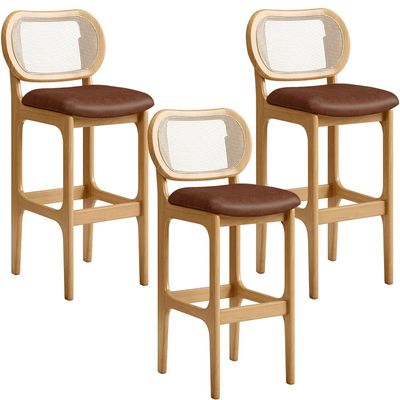 Kit 03 Banquetas Altas Para Cozinha Bancada Sala Tela Betta Fixa L02 Couríssimo Marrom - Lyam