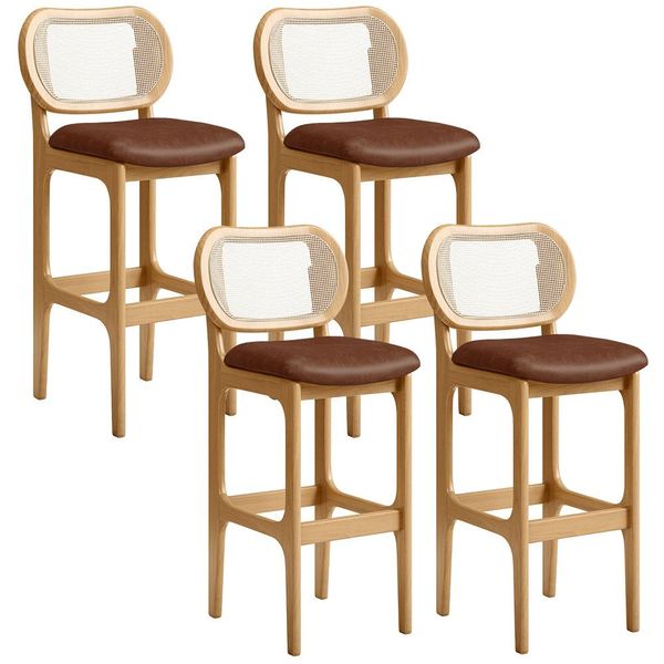 Kit 04 Banquetas Altas Para Cozinha Bancada Sala Tela Betta Fixa L02 Couríssimo Marrom - Lyam Kit 04 Banquetas Altas Para Cozinha Bancada Sala Tela Betta Fixa L02 Couríssimo Marrom - Lyam