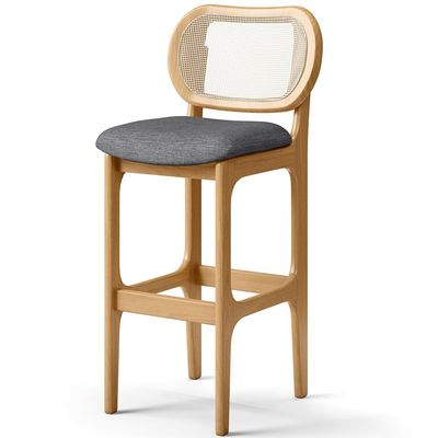 Kit 04 Banquetas Altas Para Cozinha Bancada Sala Tela Betta Fixa L02 Linho Cinza Escuro - Lyam