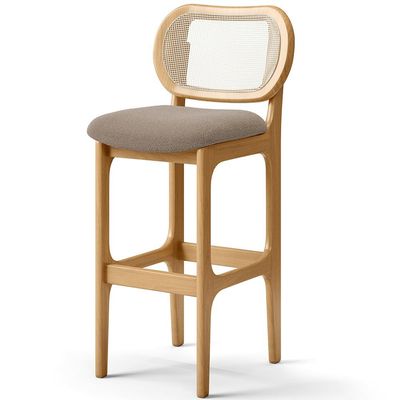 Kit 05 Banquetas Altas Para Cozinha Bancada Sala Tela Betta Fixa L02 Bouclê Bege - Lyam