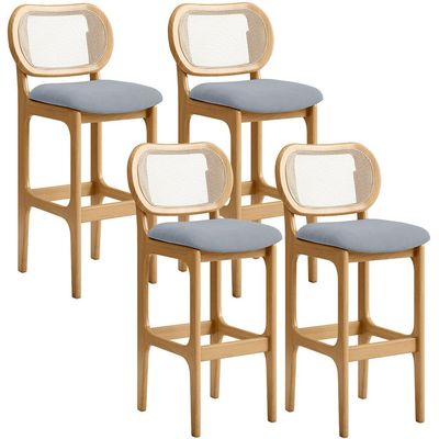 Kit 04 Banquetas Altas Para Cozinha Bancada Sala Tela Betta Fixa L02 Suede Cinza - Lyam