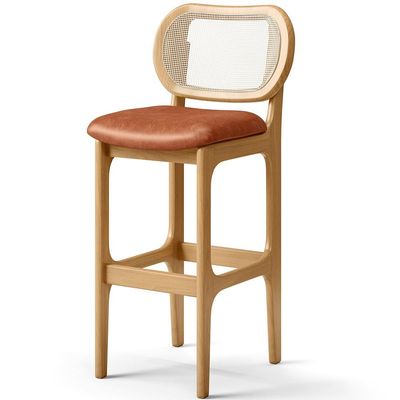 Kit 05 Banquetas Altas Para Cozinha Bancada Sala Tela Betta Fixa L02 Couríssimo Camel - Lyam