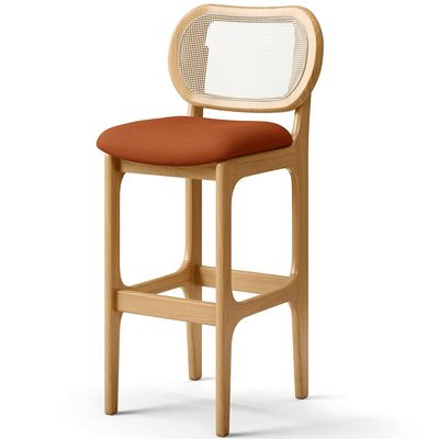 Kit 04 Banquetas Altas Para Cozinha Bancada Sala Tela Betta Fixa L02 Tecido Terracota - Lyam