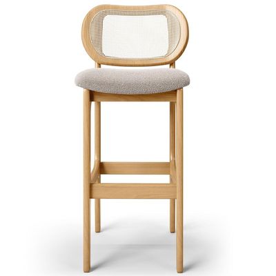 Kit 05 Banquetas Altas Para Cozinha Bancada Sala Tela Betta Fixa L02 Bouclê Creme - Lyam