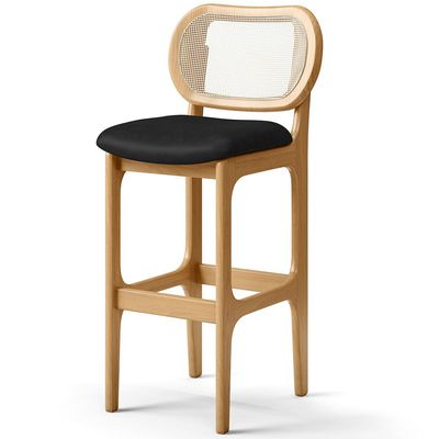 Kit 05 Banquetas Altas Para Cozinha Bancada Sala Tela Betta Fixa L02 Couríssimo Preto - Lyam