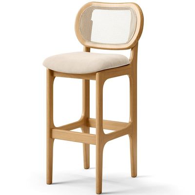 Kit 05 Banquetas Altas Para Cozinha Bancada Sala Tela Betta Fixa L02 Suede Bege - Lyam