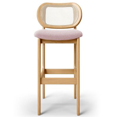 Kit 06 Banquetas Altas Para Cozinha Bancada Sala Tela Betta Fixa L02 Bouclê Rosê - Lyam