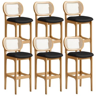 Kit 06 Banquetas Altas Para Cozinha Bancada Sala Tela Betta Fixa L02 Couríssimo Preto - Lyam