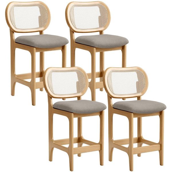 Kit 4 Banquetas Baixa Bar Cozinha Sala de Jantar Betta L02 Mel Tela Linho Bege - Lyam Decor Kit 4 Banquetas Baixa Bar Cozinha Sala de Jantar Betta L02 Mel Tela Linho Bege - Lyam Decor