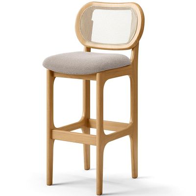Kit 06 Banquetas Altas Para Cozinha Bancada Sala Tela Betta Fixa L02 Bouclê Creme - Lyam