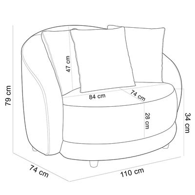 Kit 02 Poltronas Decorativas Para Sala de Estar Base Fixa Pés Madeira Witta M03 Couríssimo Preto - Lyam Decor