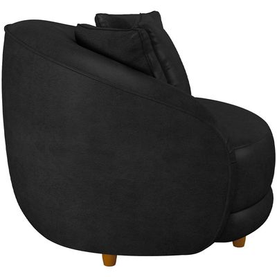 Kit 02 Poltronas Decorativas Para Sala de Estar Base Fixa Pés Madeira Witta M03 Couríssimo Preto - Lyam Decor