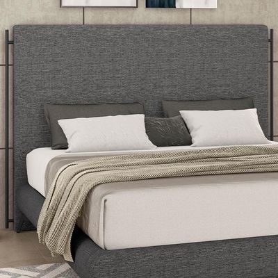 Cabeceira Cama Box Queen 160cm Estofada Goya P05 Linho Cinza Escuro - Lyam Decor