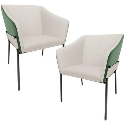 Kit 2 Cadeiras Para Sala de Jantar Estar Living Olívia L02 Linho Cru Couríssimo Verde - Lyam Decor