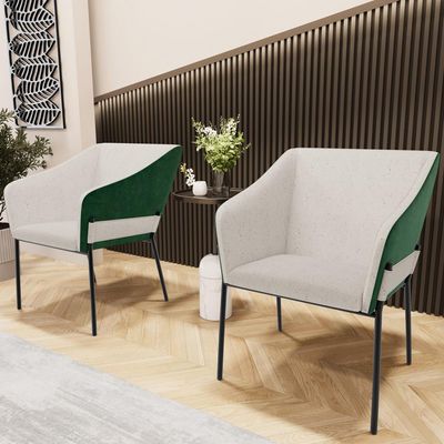Kit 2 Cadeiras Para Sala de Jantar Estar Living Olívia L02 Linho Cru Couríssimo Verde - Lyam Decor