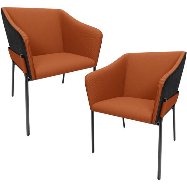 Kit 2 Cadeiras Para Sala de Jantar Estar Living Olívia L02 Terracota Couríssimo Preto - Lyam Decor