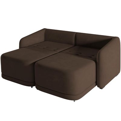 Sofá Cama para Sala de Estar 2 Lugares 216cm Montserrat K01 Veludo Marrom - Lyam Decor